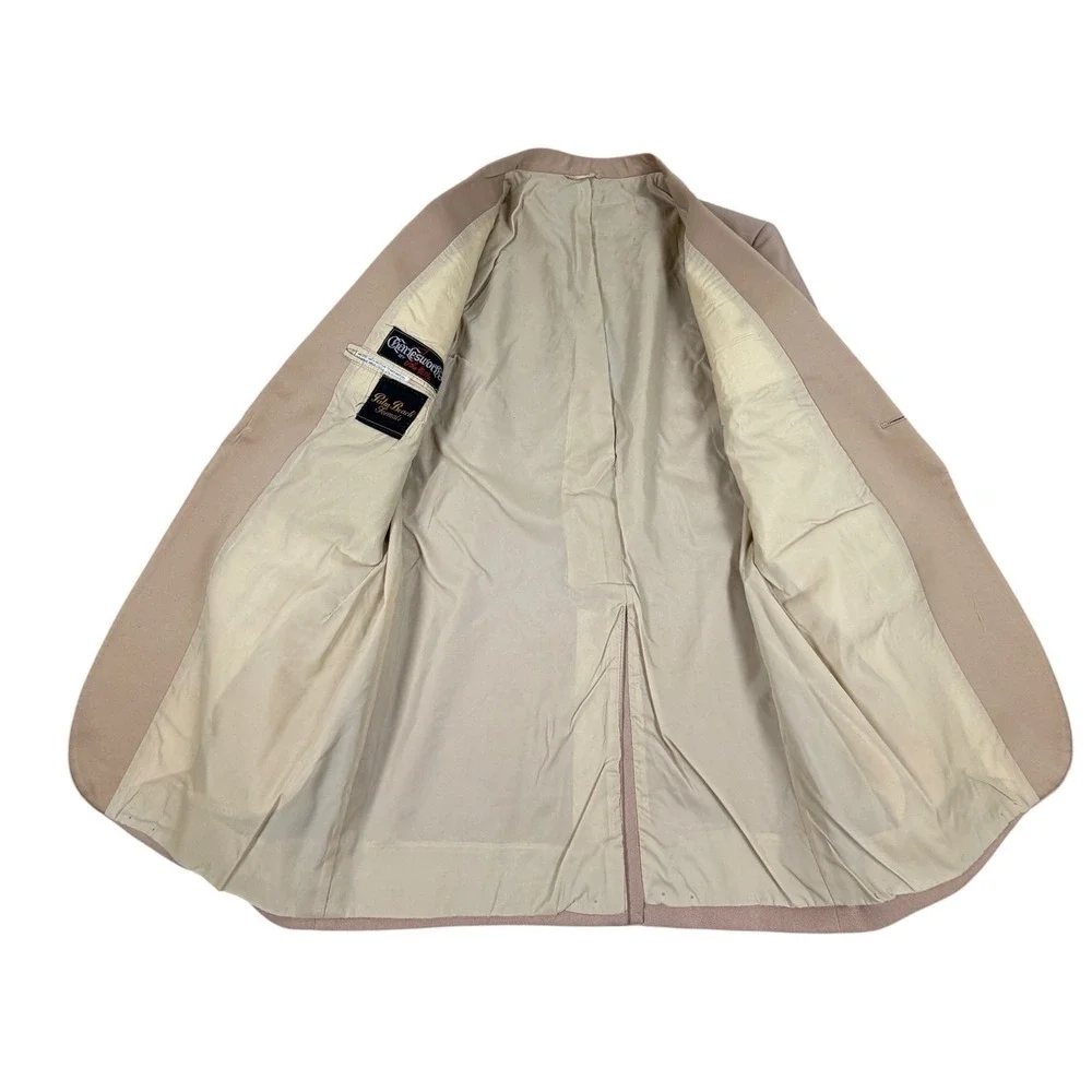 70s Palm Beach Mens Polyester 2 Piece Suit 2 Tone Tan 36S 30X37 Unhemmed Pants